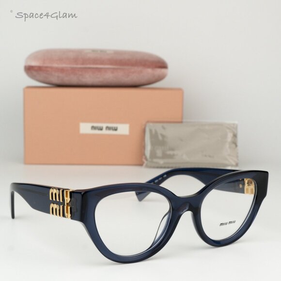 Miu Miu Women Eyeglasses Dark Blue Demo Cat Eye MU01VV 08Q1O1 BRAND NEW - Picture 1 of 8